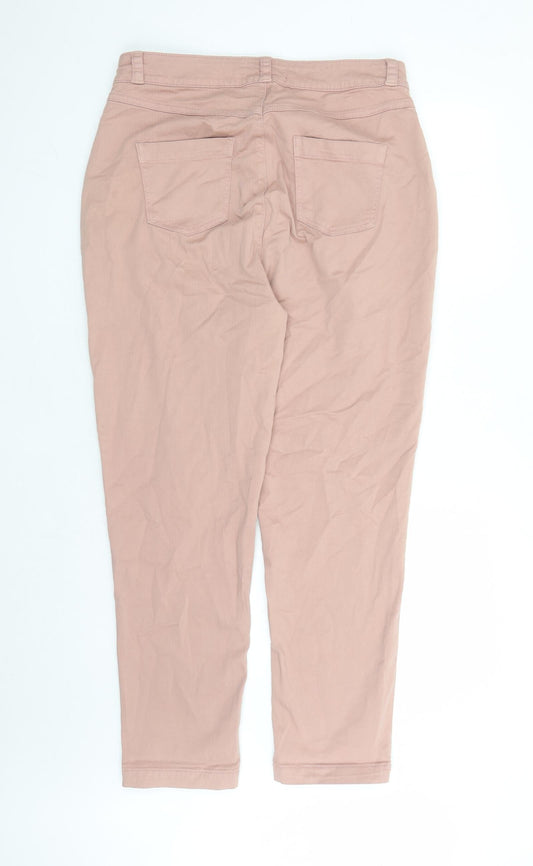 Denim & Co. Womens Pink Cotton Straight Jeans Size 14 L27 in Regular Zip