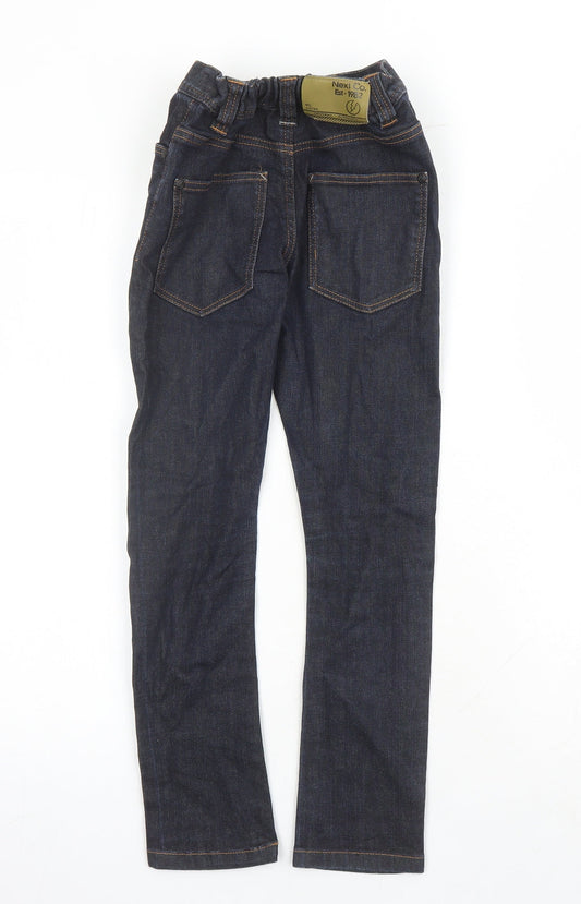 NEXT Boys Blue Cotton Skinny Jeans Size 9 Months L23 in Regular Zip - Elasticated Waist
