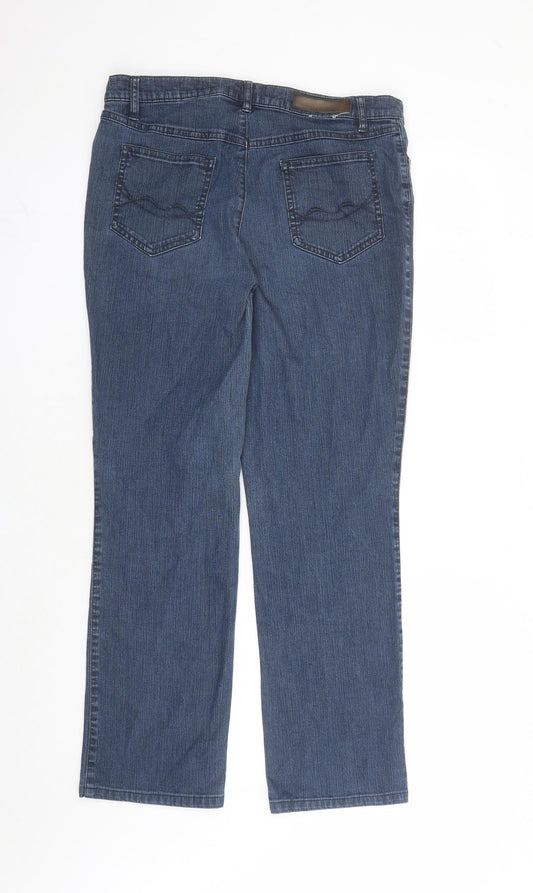 GARDEUR Womens Blue Cotton Straight Jeans Size 14 L28 in Regular Zip