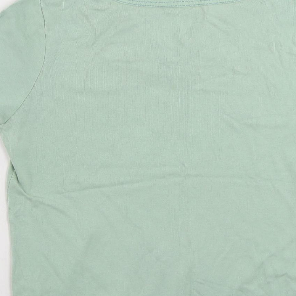 Maine New England Womens Green Cotton Basic T-Shirt Size 14 V-Neck
