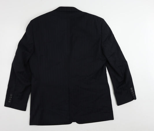 Brook Taverner Mens Blue Striped Polyester Jacket Suit Jacket Size 42 Regular