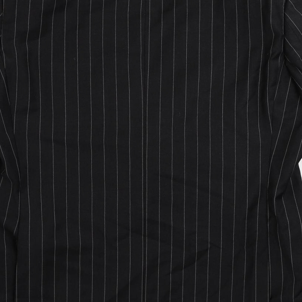 Marks and Spencer Mens Black Striped Wool Jacket Suit Jacket Size 42 Regular