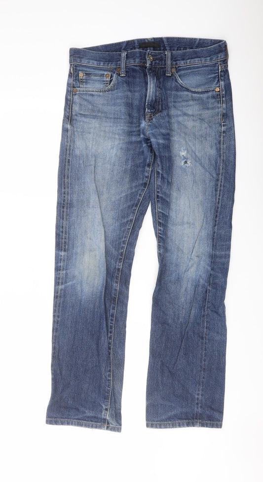 Uniqlo Mens Blue Cotton Straight Jeans Size 29 in L34 in Regular Button