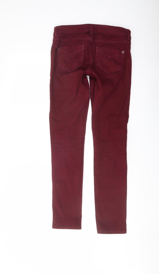 Topshop Womens Red Cotton Straight Jeans Size 26 in L30 in Regular Button