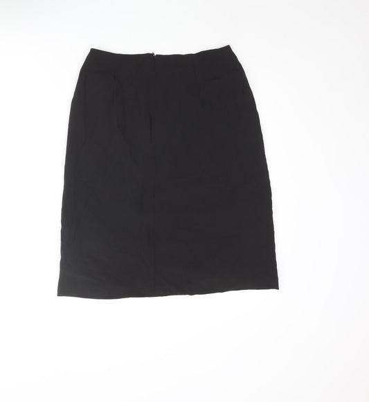 Max Mara Womens Black Cupro Straight & Pencil Skirt Size 10 Zip - Wrap Style