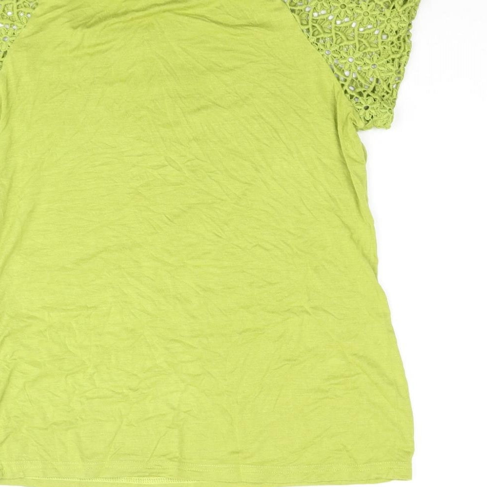 Kerri Kelsey Womens Green Viscose Basic Blouse Size S Round Neck - Lace Sleeve