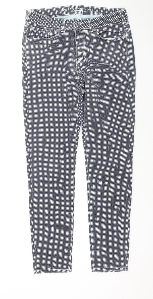 Jack Wills Womens Black Check Cotton Skinny Jeans Size 29 in L25 in Regular Zip