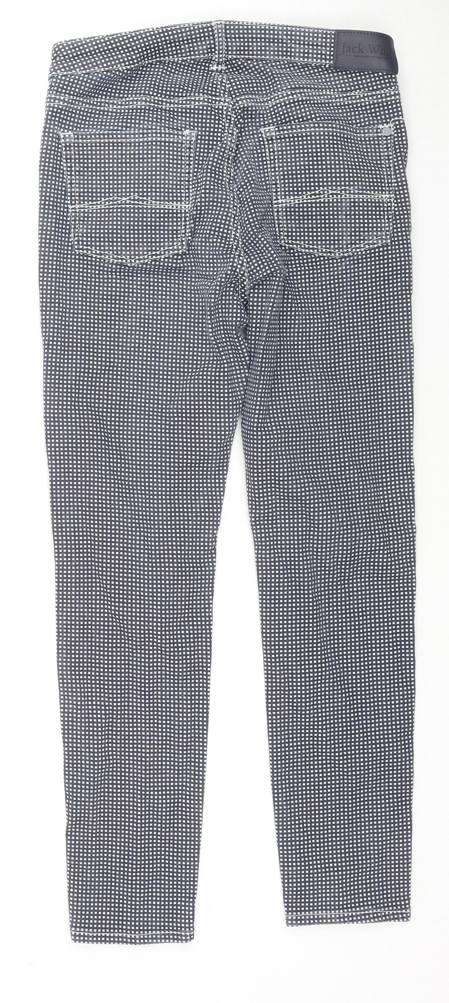 Jack Wills Womens Black Check Cotton Skinny Jeans Size 29 in L25 in Regular Zip