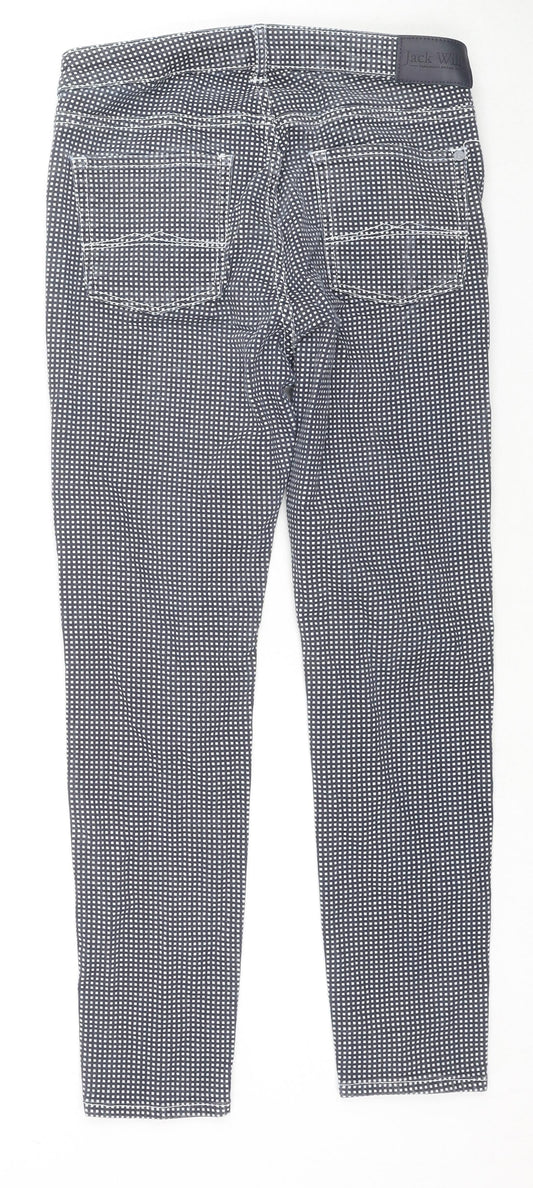 Jack Wills Womens Black Check Cotton Skinny Jeans Size 29 in L25 in Regular Zip