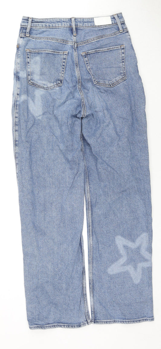 Hollister Womens Blue Geometric Cotton Straight Jeans Size 27 in L31 in Regular Zip - Stars