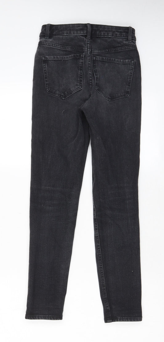 Marks and Spencer Womens Grey Cotton Skinny Jeans Size 6 L27 in Regular Zip - Pockets