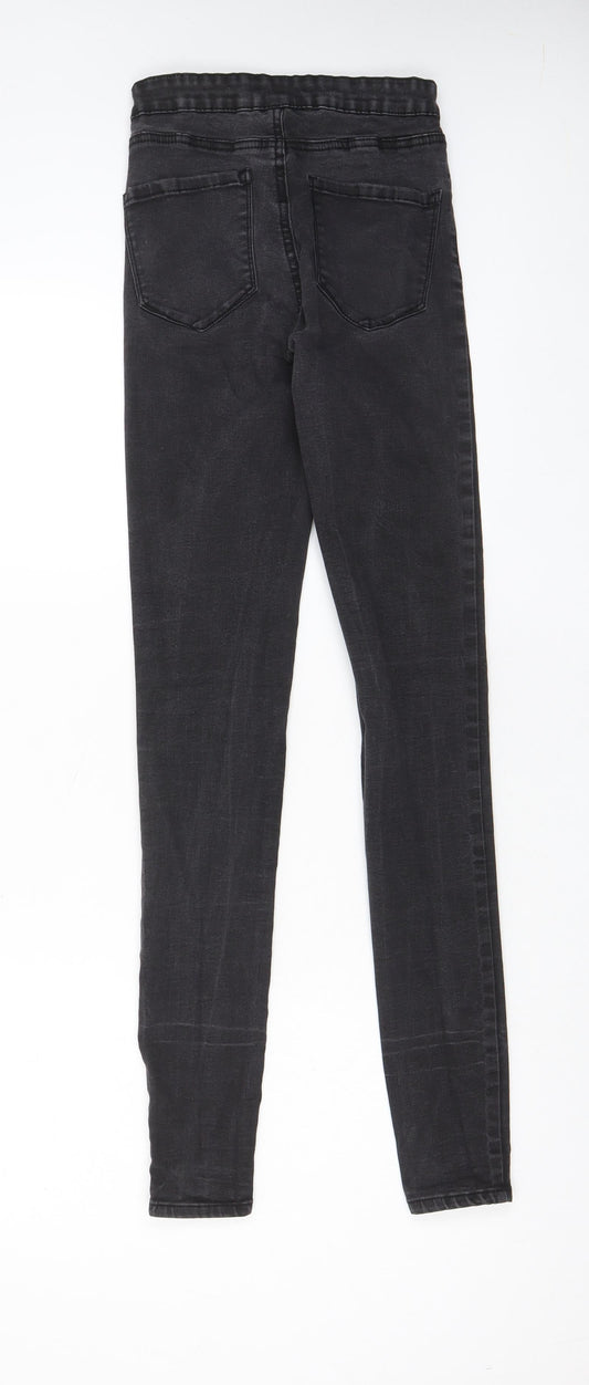 Denim & Co. Womens Grey Cotton Skinny Jeans Size 10 L30 in Regular Zip - Pockets