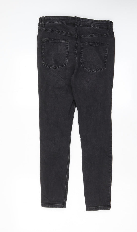 Denim & Co. Womens Grey Cotton Skinny Jeans Size 14 L25 in Regular Zip - Pockets