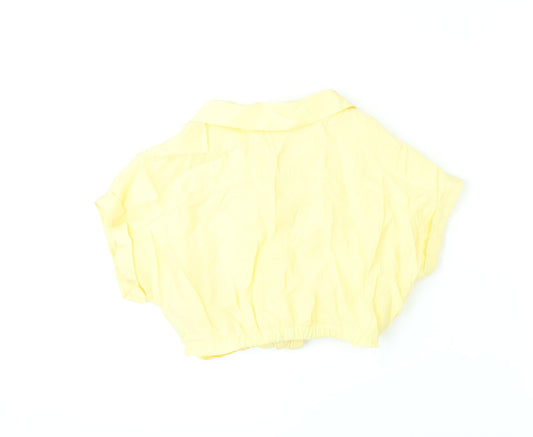Zara Girls Yellow Modal Cropped Button-Up Size 6-7 Years Collared Button