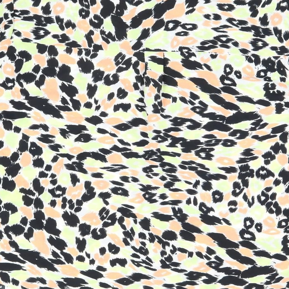 Marks and Spencer Womens Multicoloured Animal Print Polyester Basic Button-Up Size 14 Collared