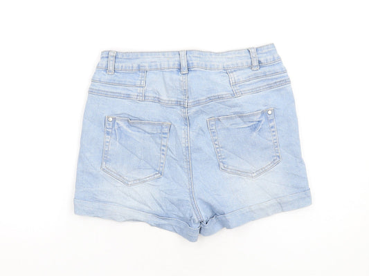 365 Denim Womens Blue Cotton Boyfriend Shorts Size 10 Regular Button