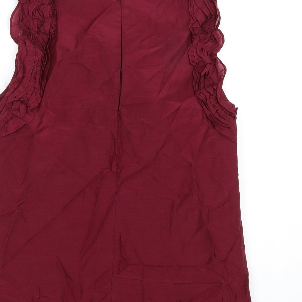 French Connection Womens Red Cotton Basic Tank Size 6 Round Neck