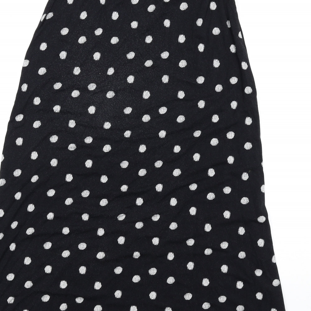 Adrienne Vittadini Womens Black Polka Dot Viscose Maxi Skirt Size S