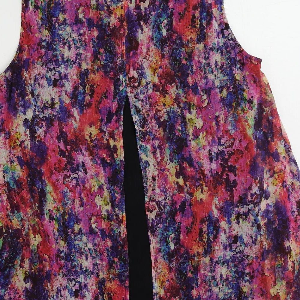 Kaliko Womens Multicoloured Geometric Polyester Basic Tank Size 12 Boat Neck