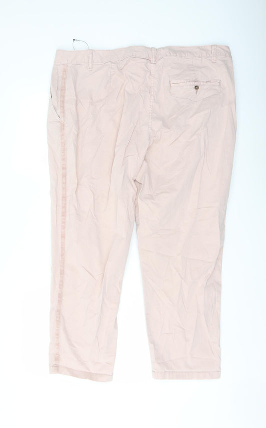 Marks and Spencer Womens Pink Cotton Chino Trousers Size 20 L25 in Regular Button
