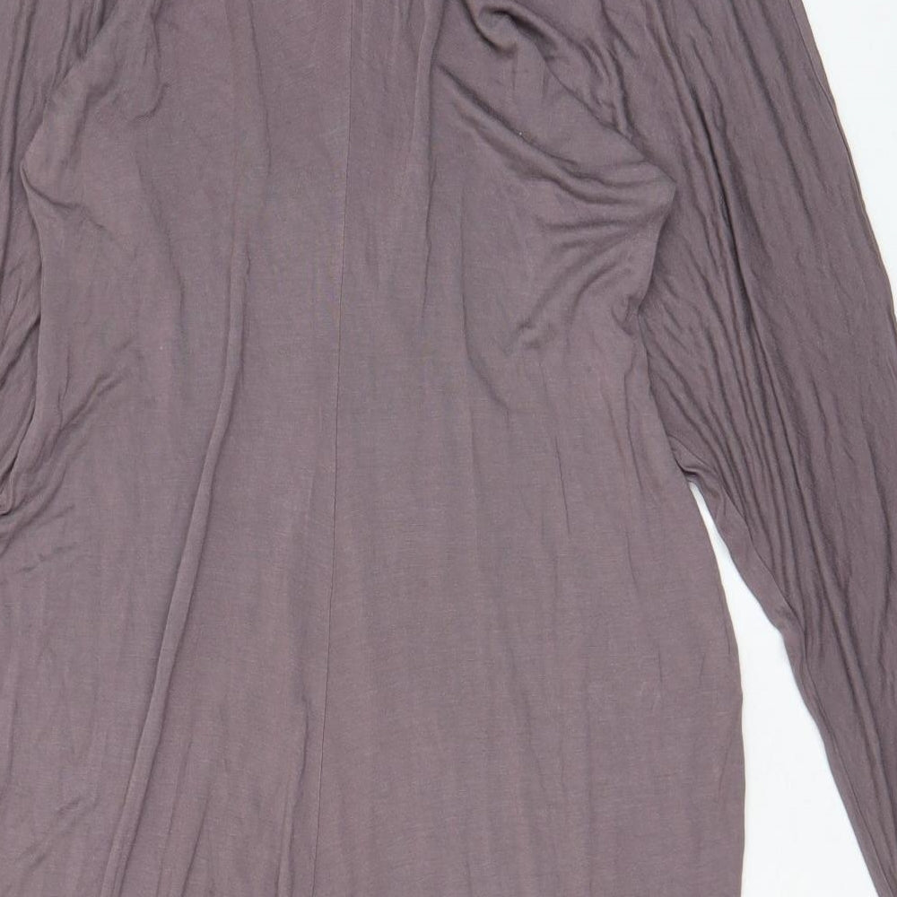 Brand and care label for ASOS women’s brown viscose a-line, size UK 8, v-neck pullover
