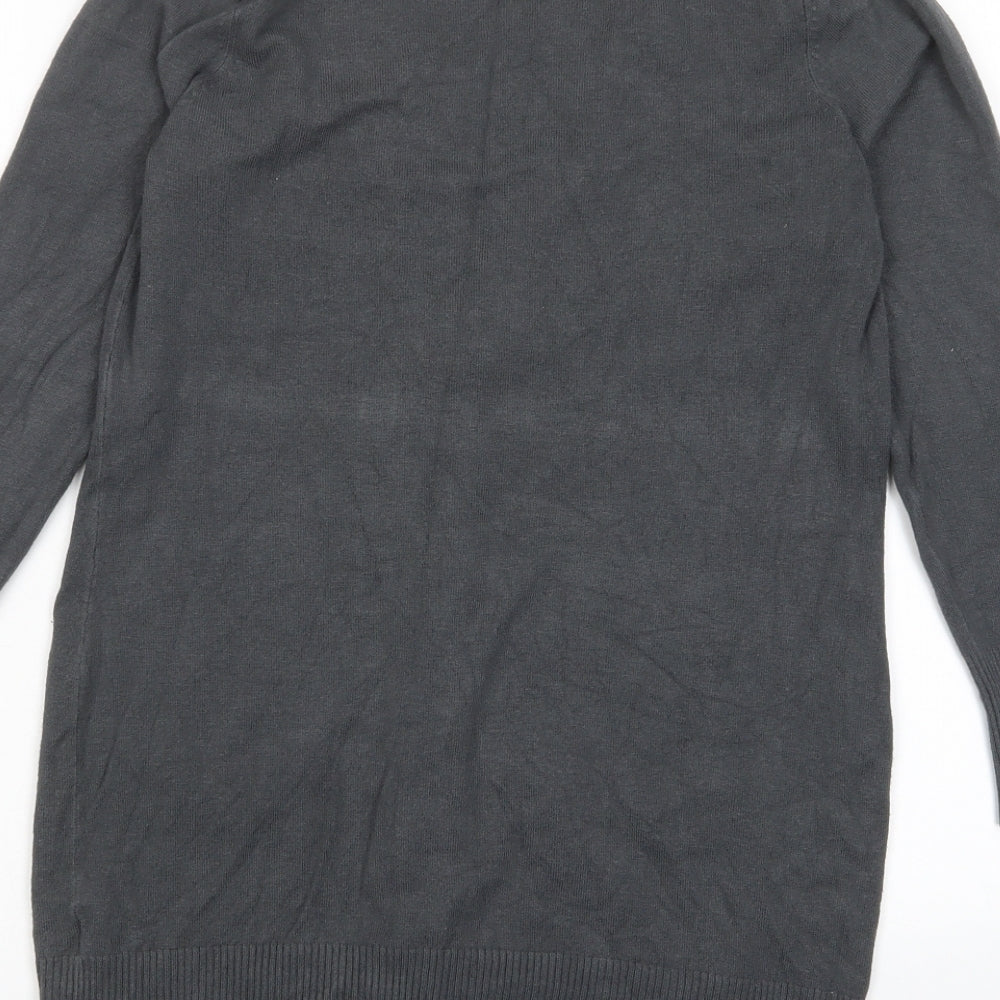 Marks and Spencer Womens Grey V-Neck Viscose Cardigan Jumper Size 10 - Pockets