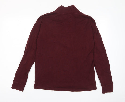 Hollister Womens Red Cotton Pullover Sweatshirt Size S Zip - 1/2 Zip, Logo, Embroided