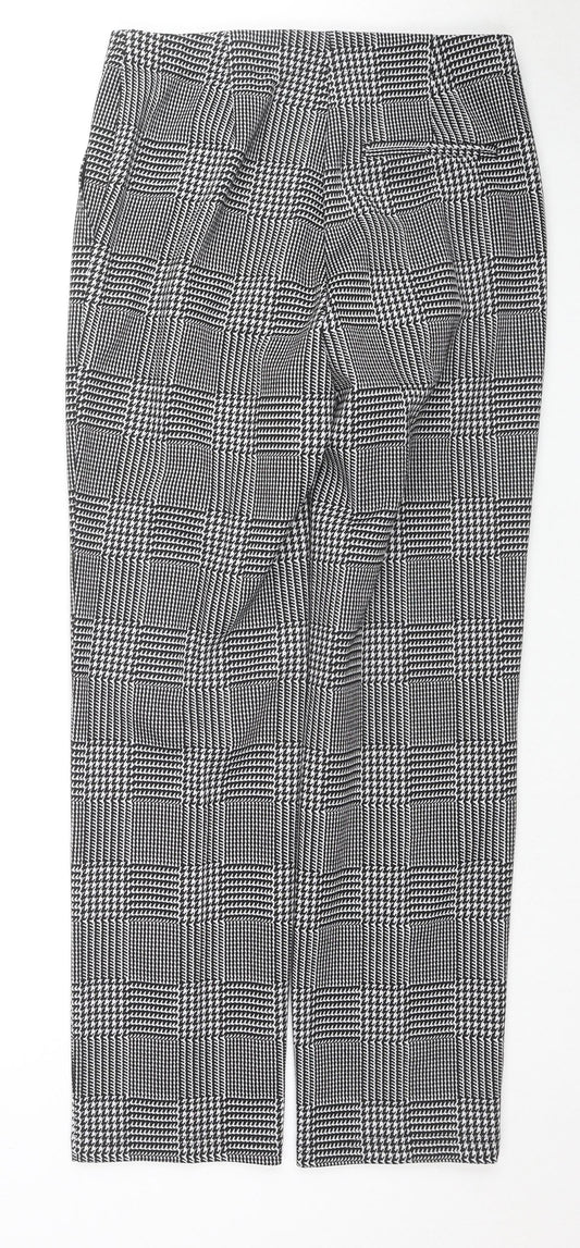 Marks and Spencer Womens Grey Herringbone Viscose Trousers Size 10 L28 in Regular Zip