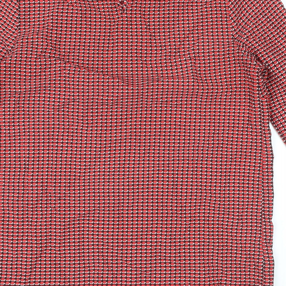 Dunnes Stores Womens Red Geometric Polyester Basic Blouse Size XS Round Neck