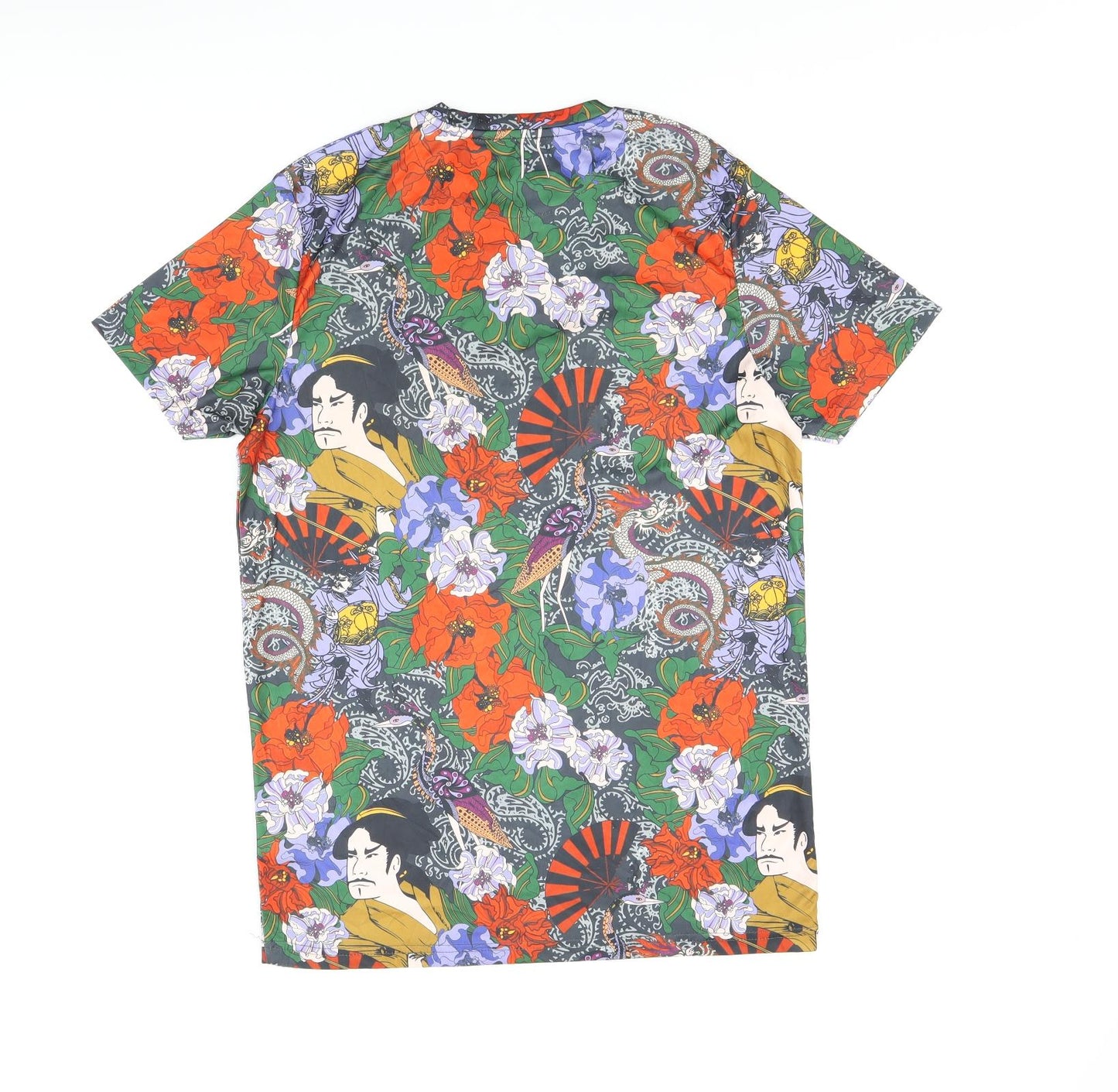 Brave Soul Womens Multicoloured Floral Polyester Basic T-Shirt Size M Round Neck