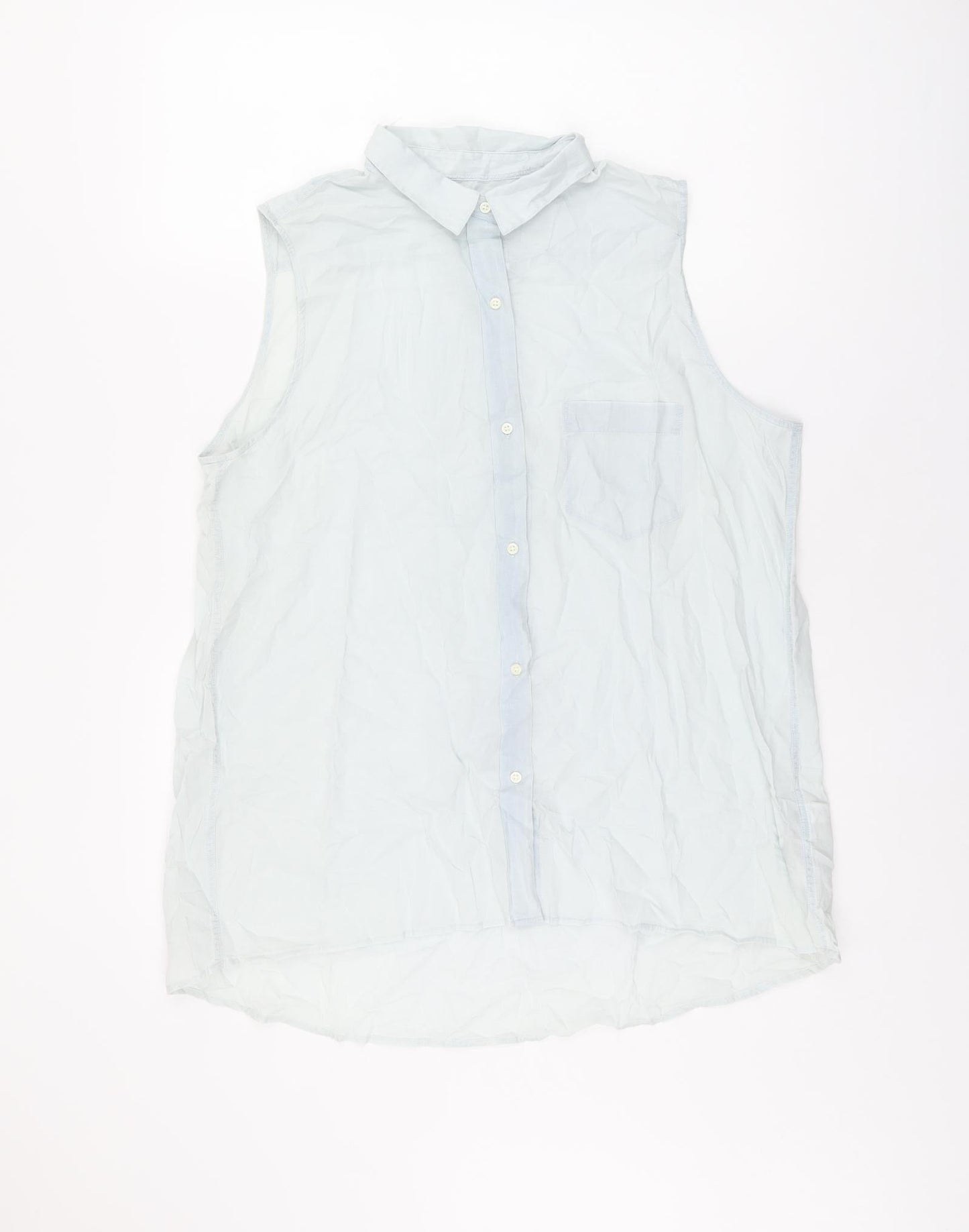 Gap Womens Blue Cotton Basic Button-Up Size L Collared