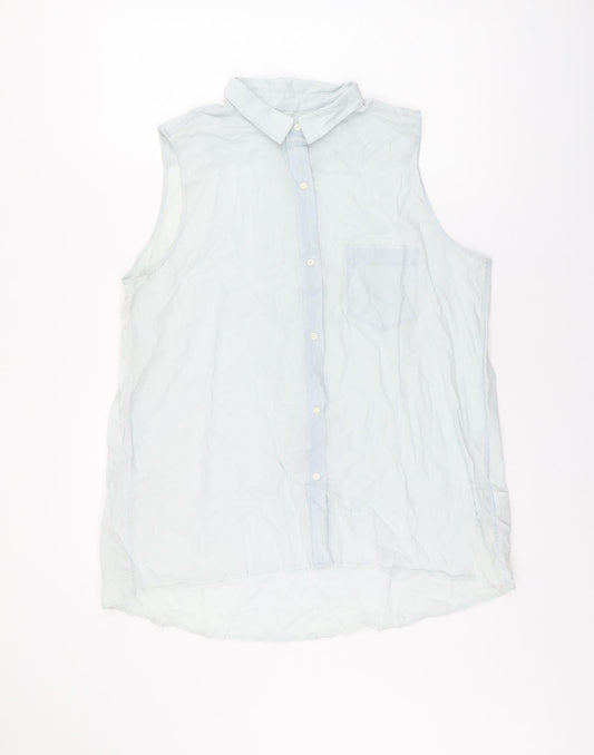 Gap Womens Blue Cotton Basic Button-Up Size L Collared