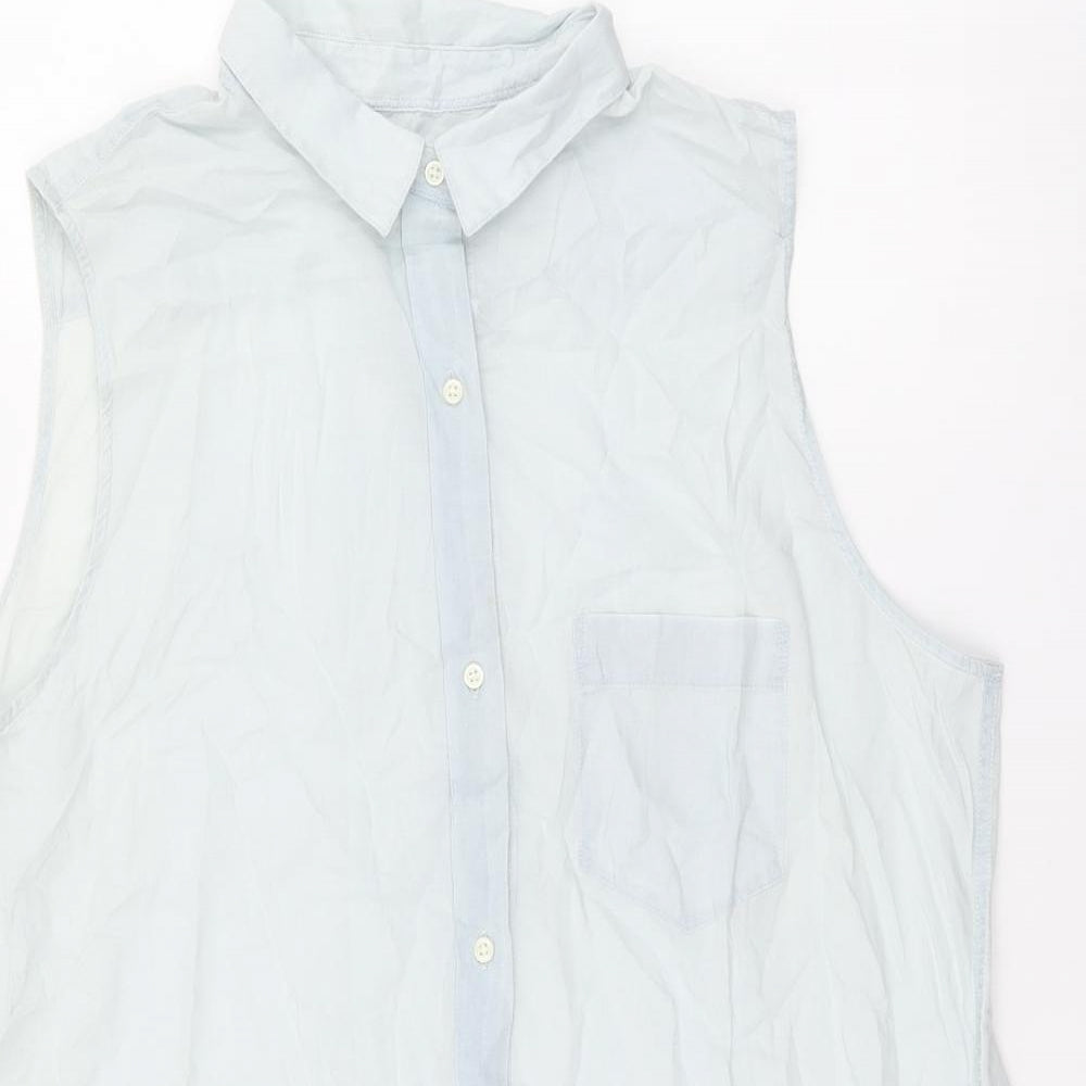 Gap Womens Blue Cotton Basic Button-Up Size L Collared