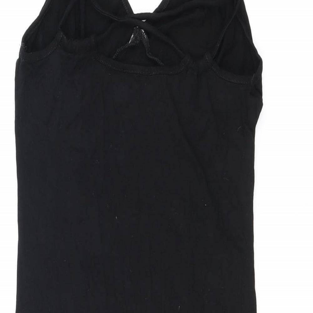 Brand and care label for ASOS women’s black polyester bodycon, size UK 10, v-neck pullover
