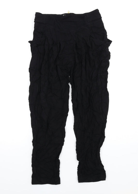 French Connection Womens Black Viscose Trousers Size 6 L29 in Regular Zip