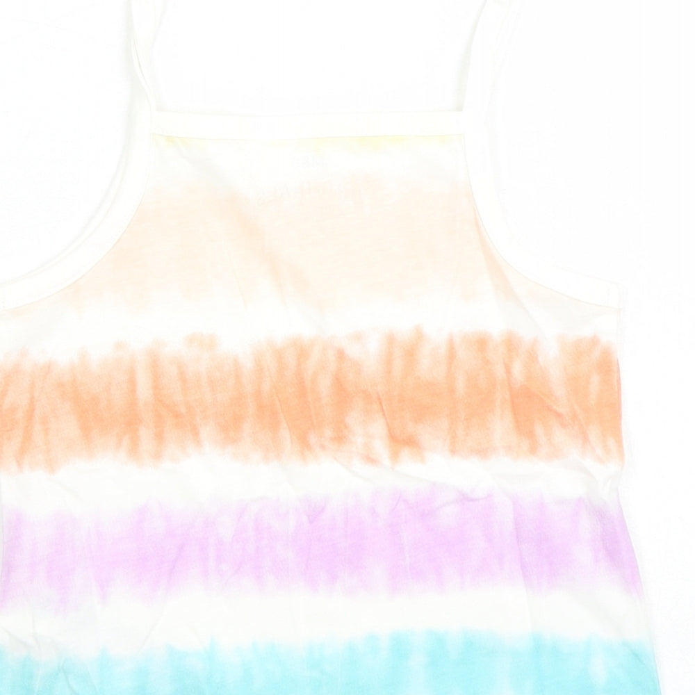 Brand and care label for Marks & Spencer girls’ multicoloured cotton camisole tank, years square neck tie - tie dye effect