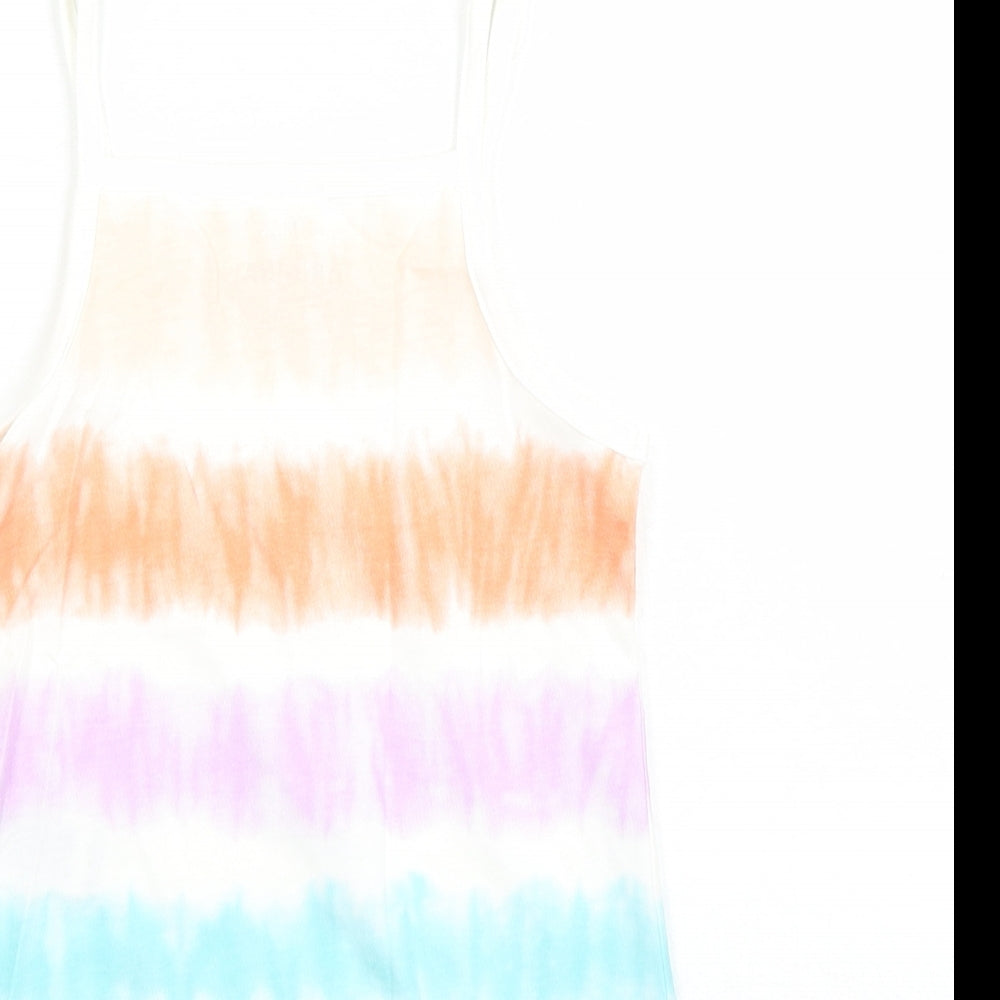 Brand and care label for Marks & Spencer girls’ multicoloured cotton camisole tank, years square neck tie - tie dye effect