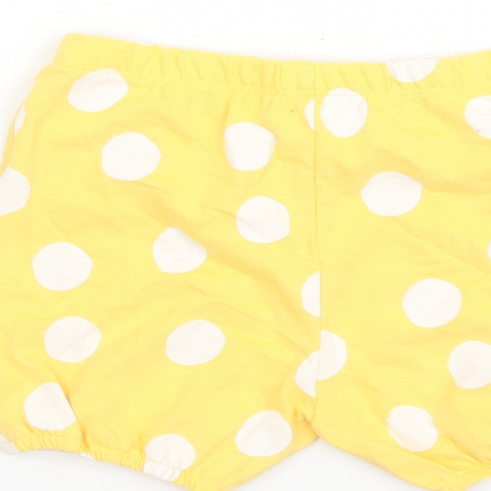 Marks and Spencer Girls Yellow Polka Dot Cotton Bermuda Shorts Size 2-3 Years L3 in Regular - Elasticated Waist