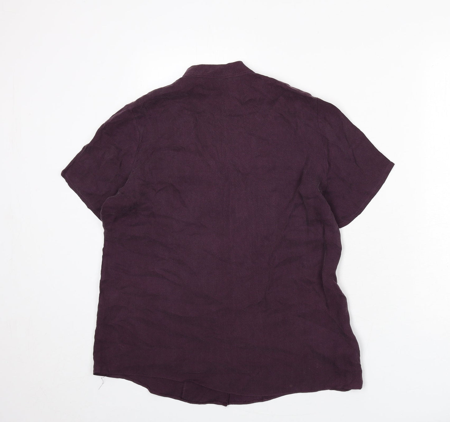 St Michael Womens Purple Viscose Basic Button-Up Size 14 Collared