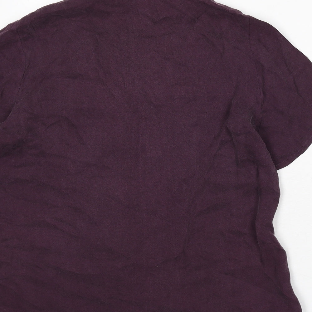 St Michael Womens Purple Viscose Basic Button-Up Size 14 Collared