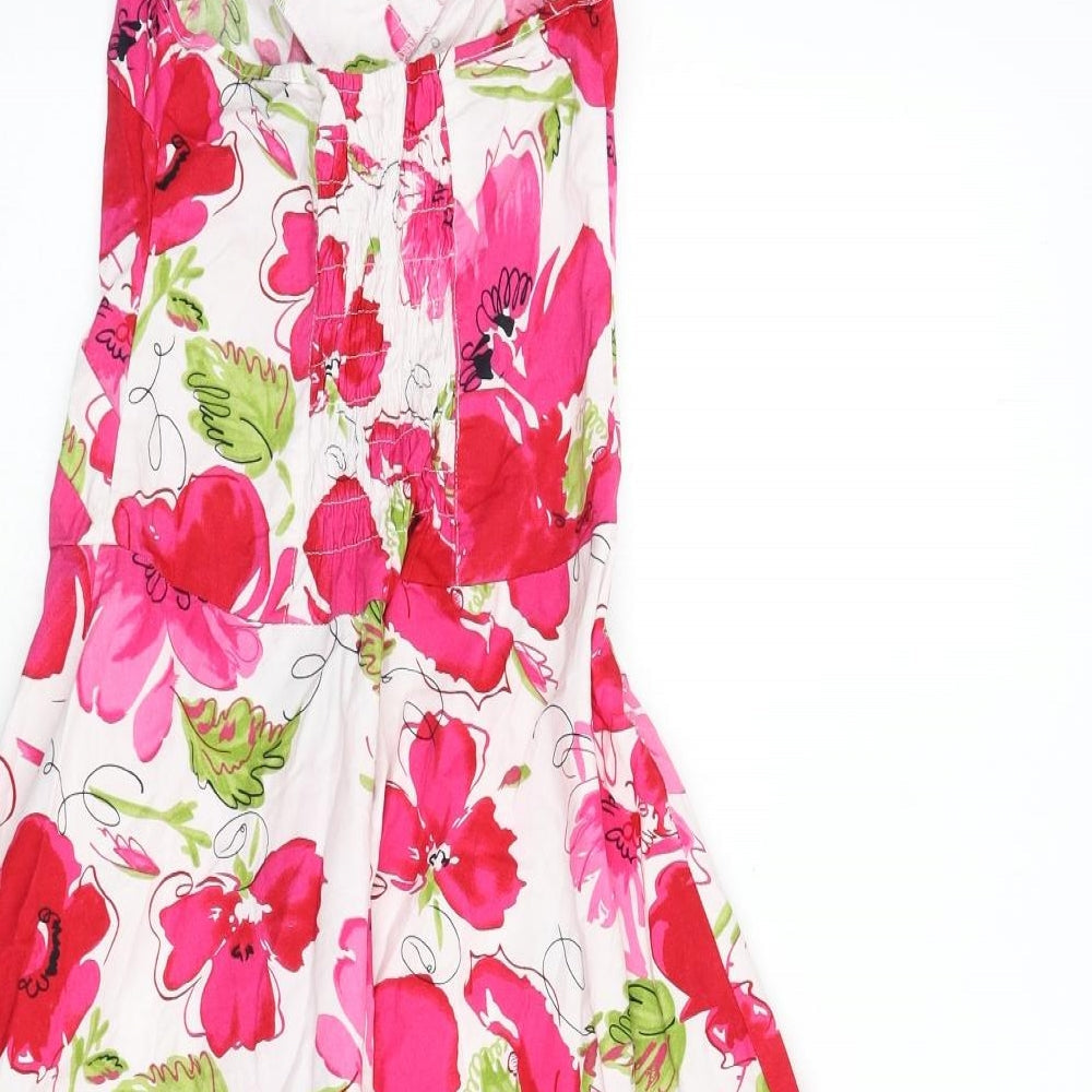 Pilot Womens Multicoloured Floral Cotton Fit & Flare Size 10 Halter Button