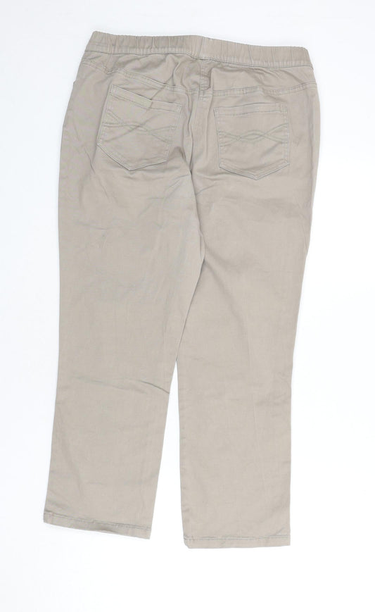 bpc Womens Beige Cotton Trousers Size 16 L24 in Regular