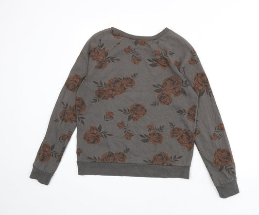 VANS Womens Grey Floral Cotton Pullover Sweatshirt Size S Pullover