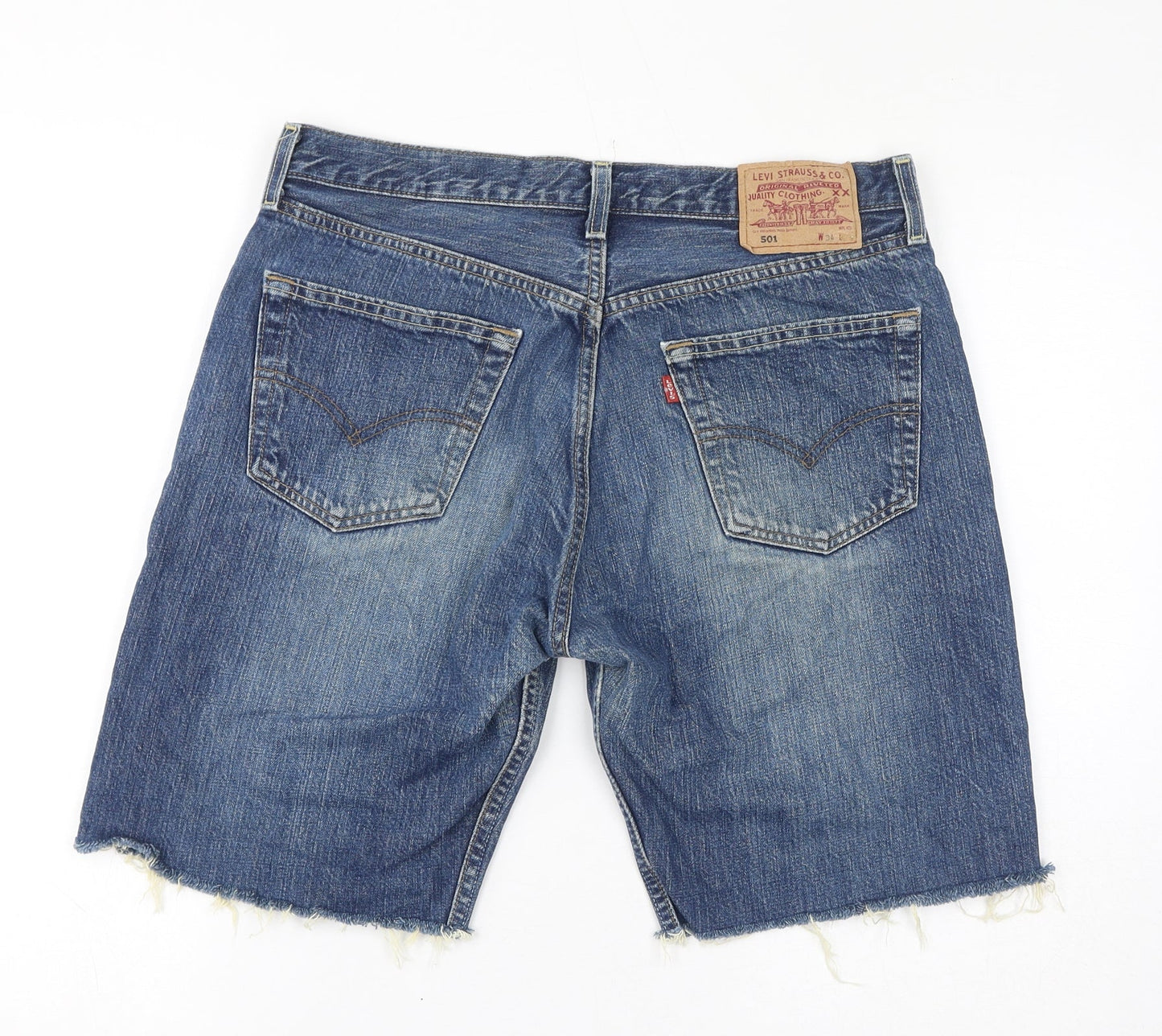 Levi's Womens Blue Cotton Cut-Off Shorts Size 34 in L9 in Regular Button - Distressed