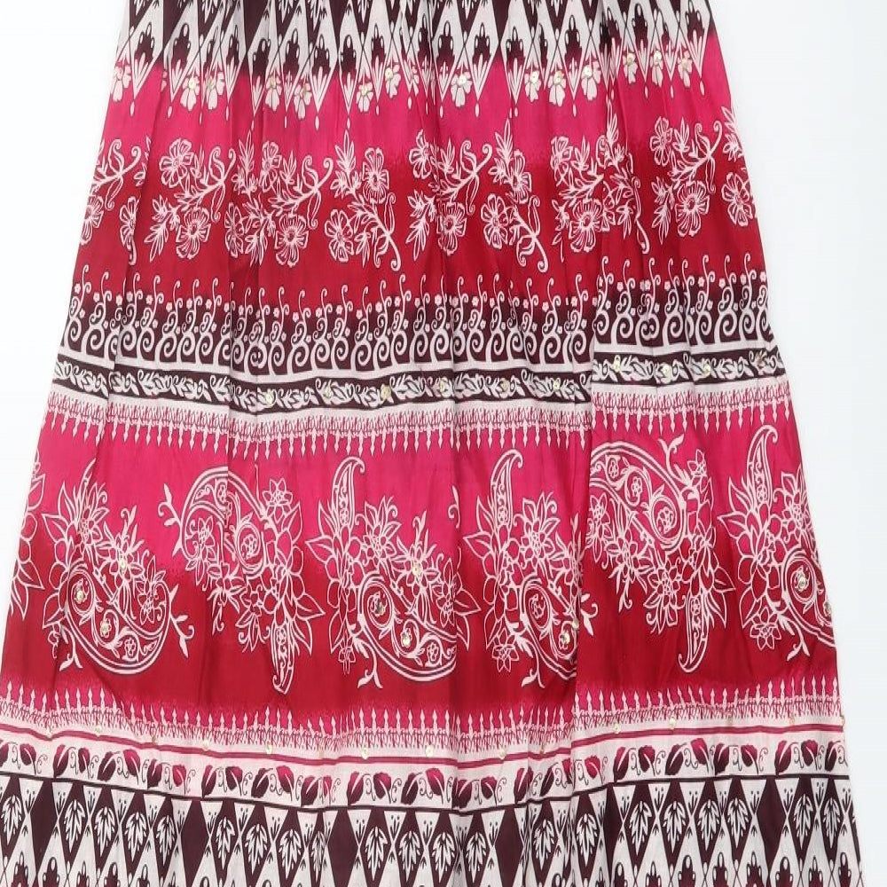 Warehouse Womens Multicoloured Geometric Cotton Maxi Size M Off the Shoulder Pullover
