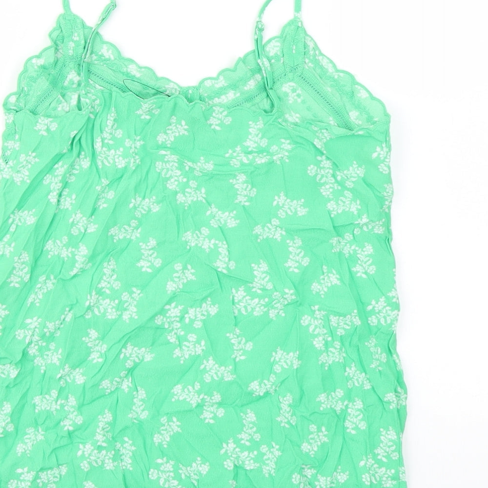 Marks and Spencer Womens Green Floral Viscose Basic Tank Size 10 Sweetheart