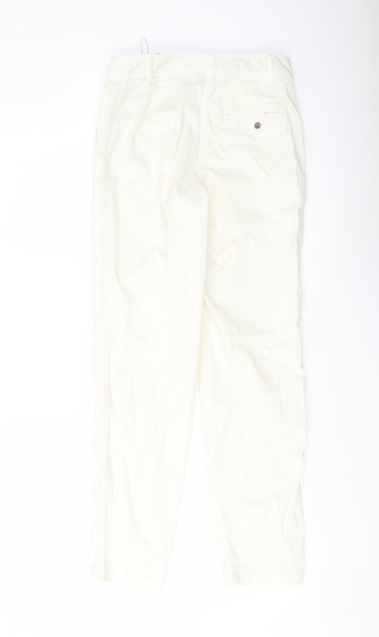 Marks and Spencer Womens Ivory Cotton Chino Trousers Size 6 L28 in Regular Button