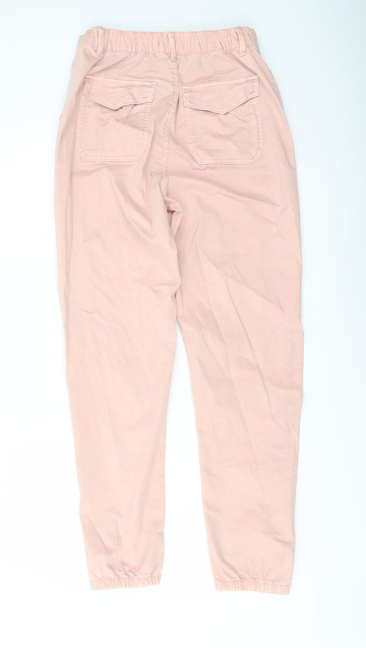 Marks and Spencer Womens Pink Cotton Jogger Trousers Size 10 L29 in Regular Button