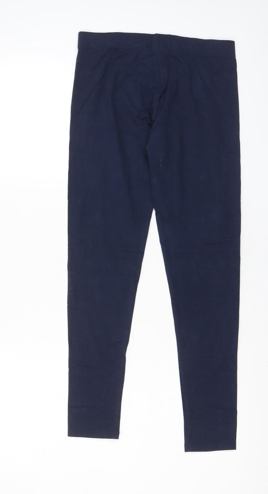 NEXT Girls Blue Cotton Capri Trousers Size 14 Years L24 in Regular Pullover