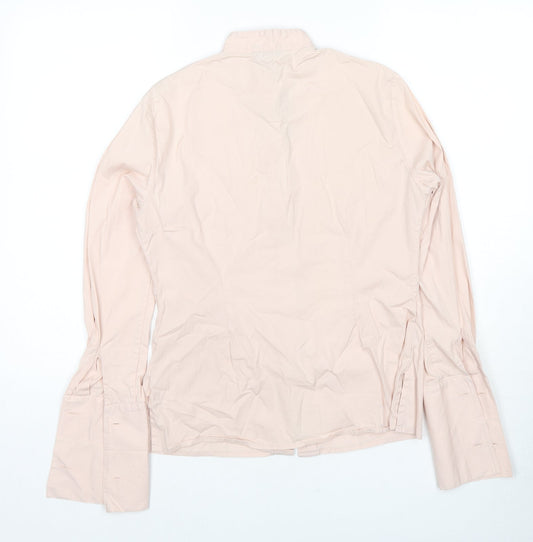 Mulberry Womens Pink Cotton Basic Button-Up Size 10 Collared